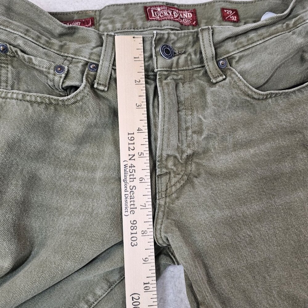 Lucky Brand Jeans Men 29x32 Elko Grape Leaf Green Denim 221 Straight Retro‎ - Picture 10 of 16